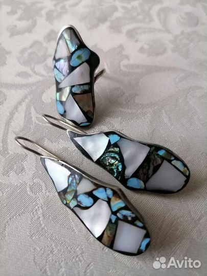 Украшения с натуральными камнями Чароит, малахит