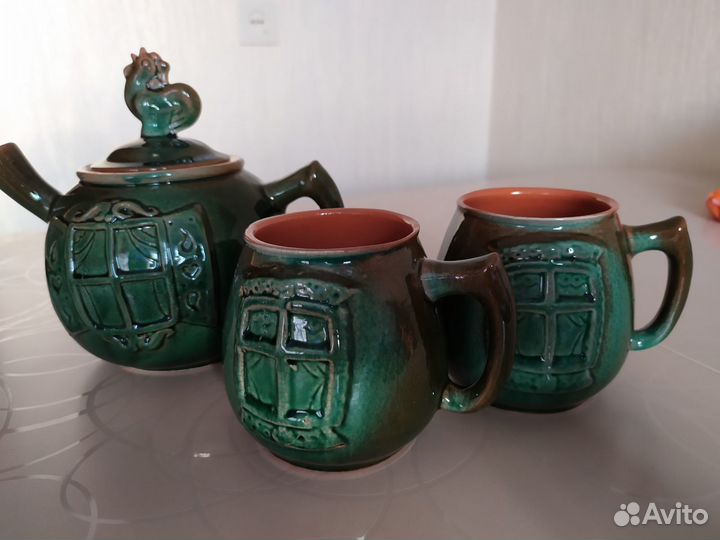 Сервиз чайный глиняный