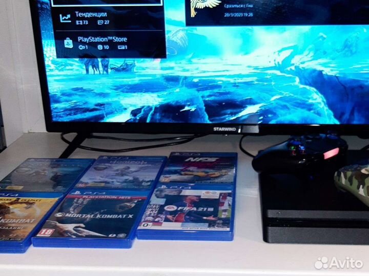 Sony PlayStation 4 Slim 1000 Gb, CUH-2208B+6 игр