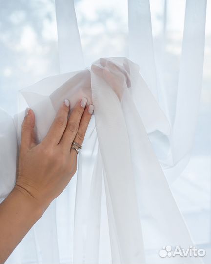 Тюль Вуаль с утяжелителем белый готовый пошив