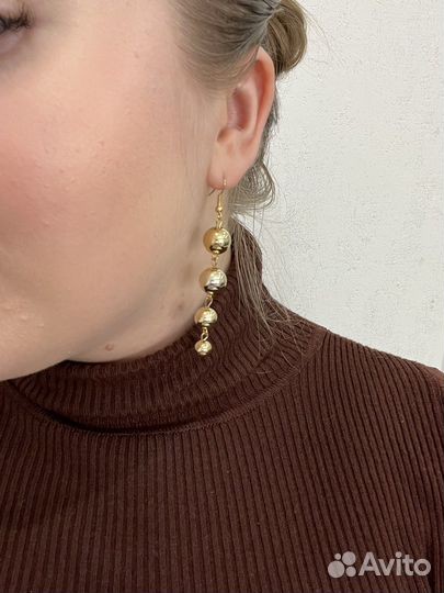 Серьги женские украшения золотые длинные