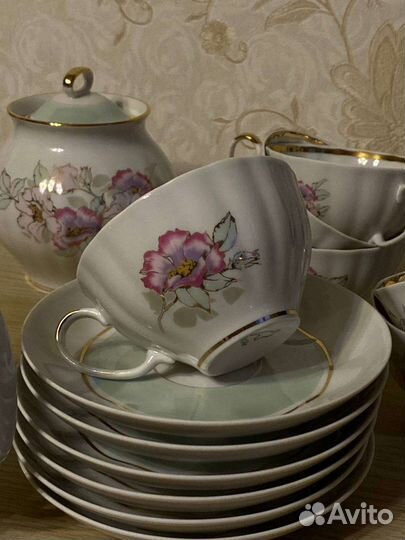 Чайный сервиз Дулево, сахарница, чашки