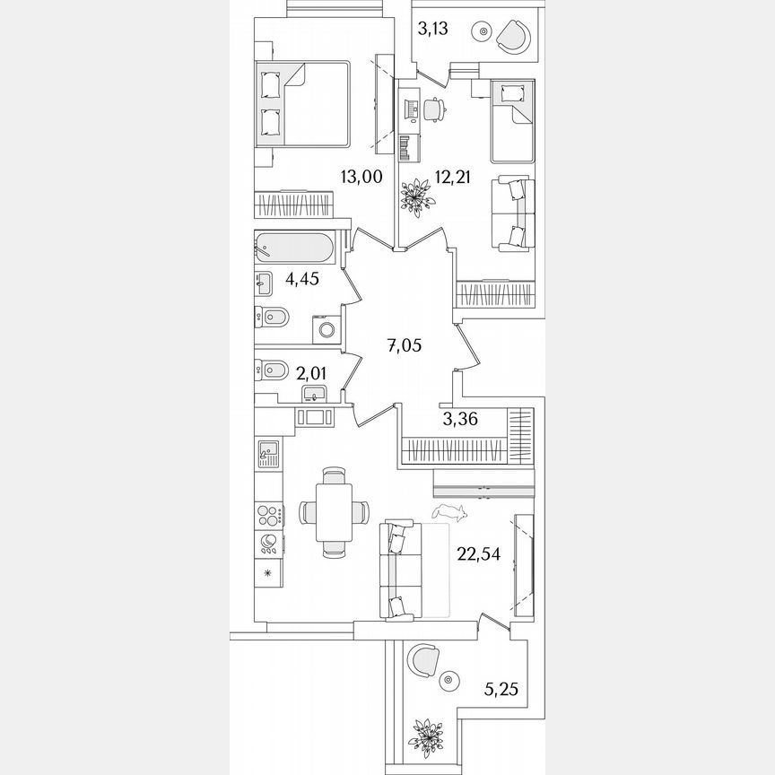 2-к. квартира, 68,8 м², 9/17 эт.