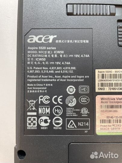 Ноутбук acer aspire 5520