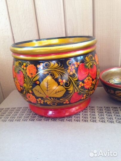 СССР Старая хохлома вазы плошки шкатулки блюдца