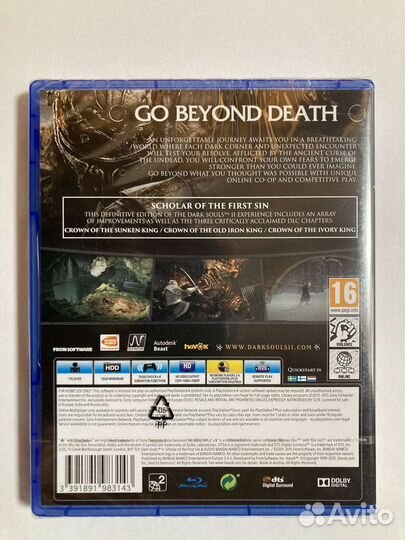 PS4 диск Dark Souls 2 Scholar of The First Sin,нов