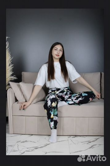 Домашние брюки палаццо укороченные