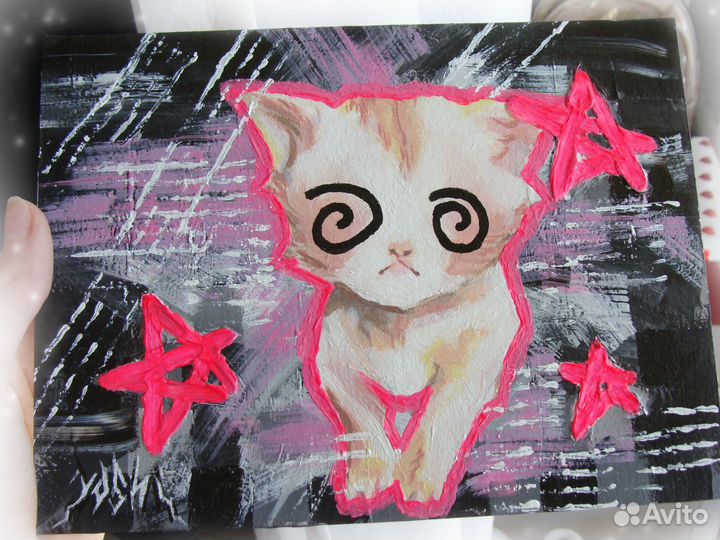 Картины с котиками на картоне