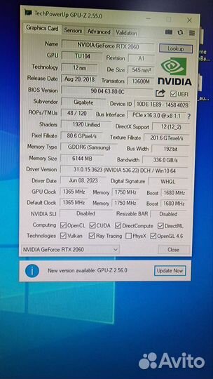 Видеокарта Gigabyte rtx 2060 6gb