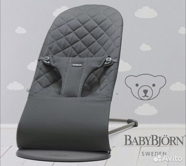 Шезлонг BabyBjorn Bliss Cotton, антрацитовый