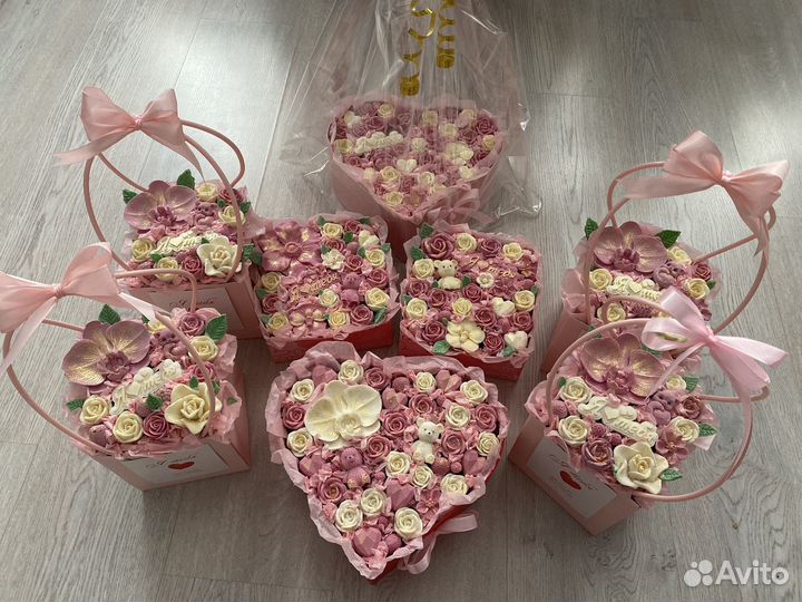 Цветы из шоколада 14 февраля подарок букеты