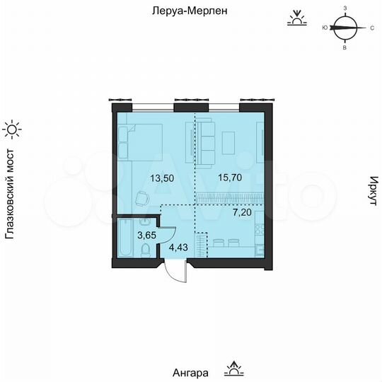 1-к. квартира, 44,9 м², 16/19 эт.