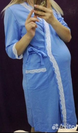Комплект женский ночнушка+халат для беременных