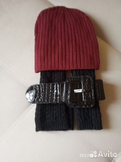 Шапка, ремень, перчатки(митенки)