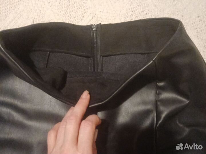 Кожаные шорты юбка 44