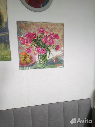 Картина с букетом цветов, натюрморт маслом