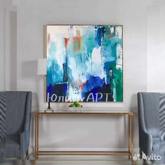 Картина голубая синяя в интерьер на холсте