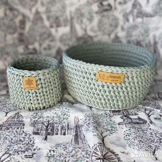 Корзинки интерьерные вязаные