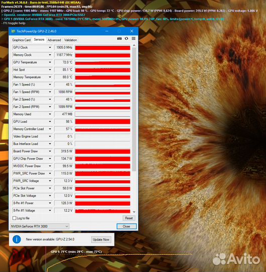 RTX 3080 GamingPro Palit / Пломба, гарантия