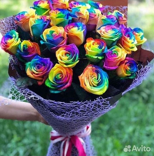 Радужные розы Букеты доставка цветов