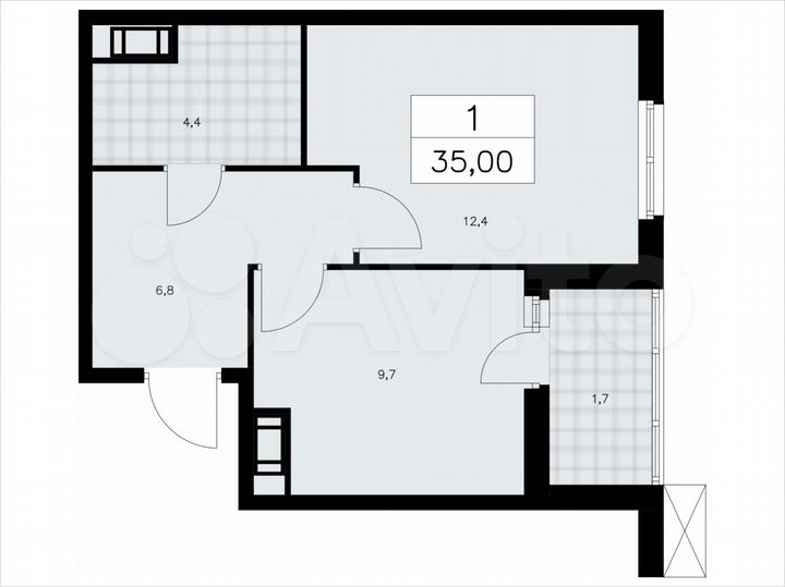 1-к. квартира, 35 м², 8/9 эт.