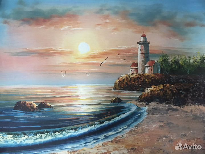 Картина маслом рассвет море