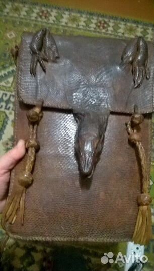 Винтаж Коллекционная сумка планшет из шкуры варана