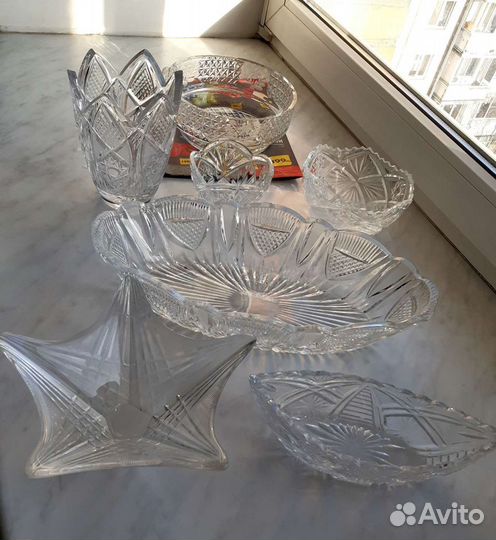 Вазы хрустальные, для фруктов, конфет