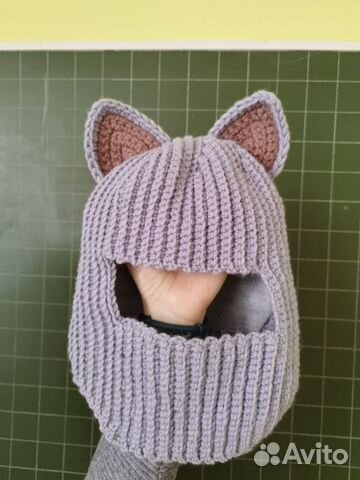 Шапка- балаклава детская с ушками кошки