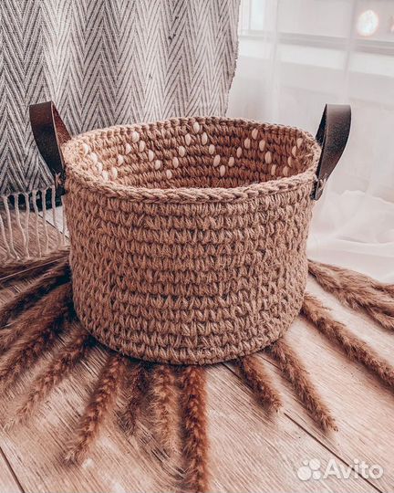 Корзина из джута, декор
