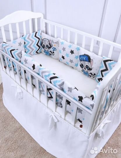 Бортики в кроватку, 12 подушек