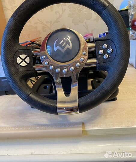Игровой руль с педалями и коробкой передач новый
