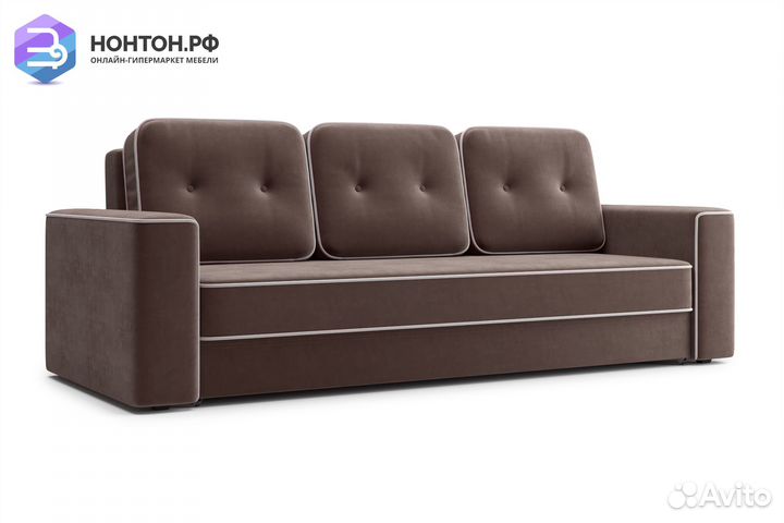 Диван еврокнижка Берген 3-х местный коричневый