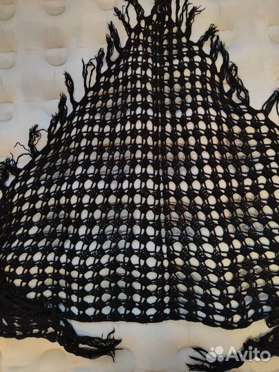 Шаль черная, натуральная шерсть