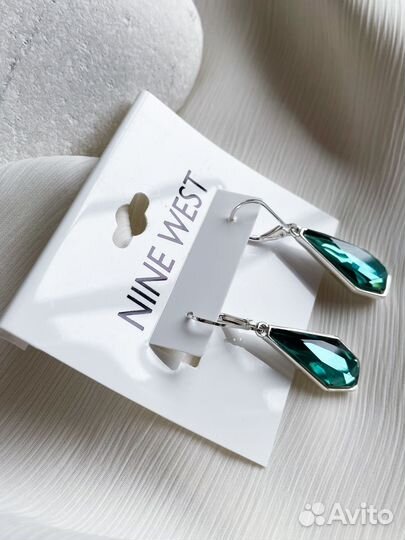 Новые серьги Nine West цвета морской волны ориг