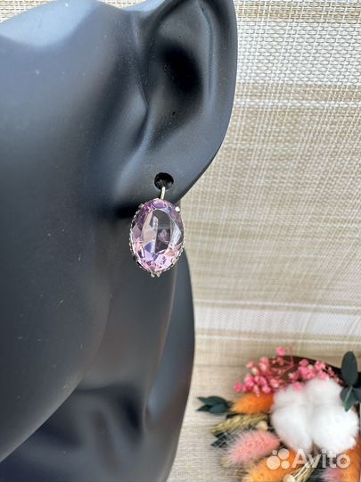 Очень красивые серьги серебро 875 звезда СССР