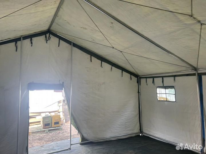 Палатка Каркасная утепленная зеленого цвета 8х5м