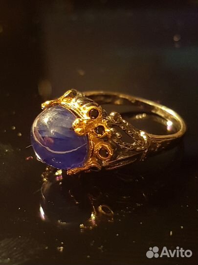 Серебряное кольцо с Сапфиром и Шпинелью