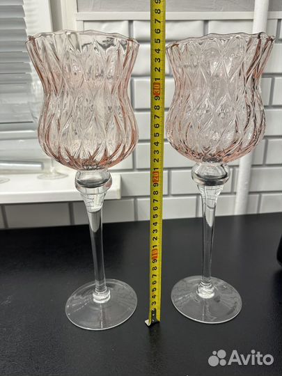 Подсвечник цветное стекло 2 штуки