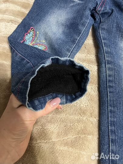 Джинсы для девочки 98 утепленные