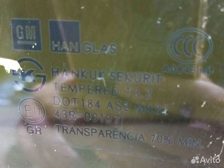 Стекло заднее правое Шевроле Авео Т300 Хетчбек
