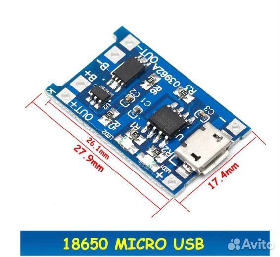 Модуль заряда ET TP4056-Micro Protect для 1 Li-Ion