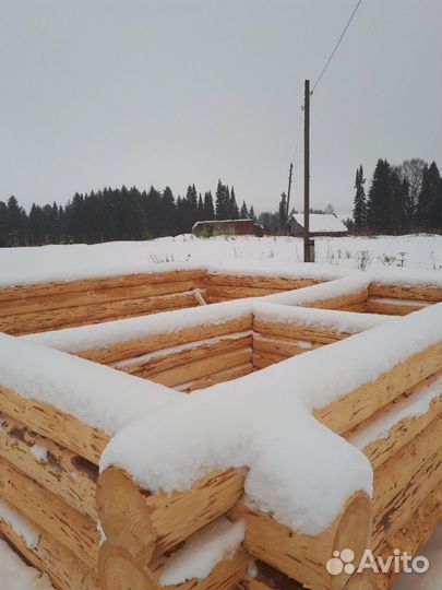 Рубим срубы из зимнего леса