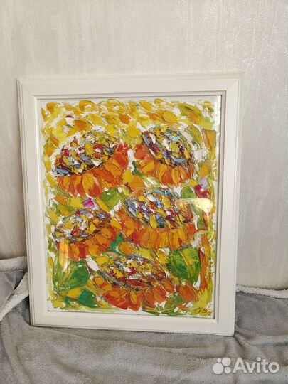 Картина маслом подсолнухи