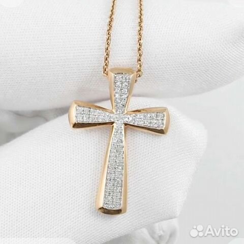 Золотой крестик с бриллиантами новый