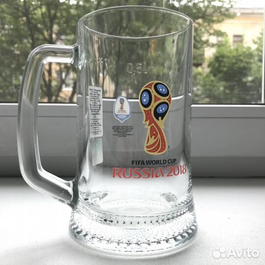 Бокал пивной с символикой Чм Fifa 2018 стекло 0,5л