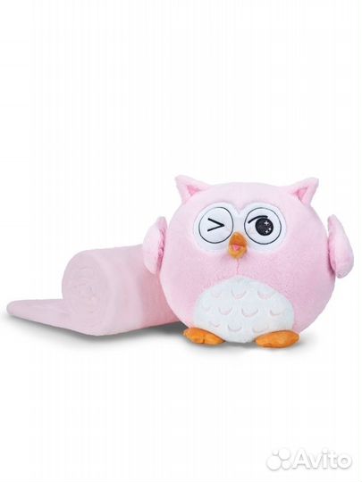 Сова с пледом розовая