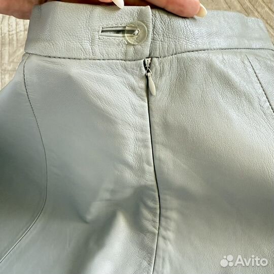 Кожаная юбка серая