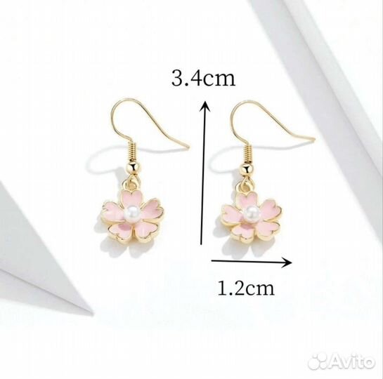 Серьги розовый цветок