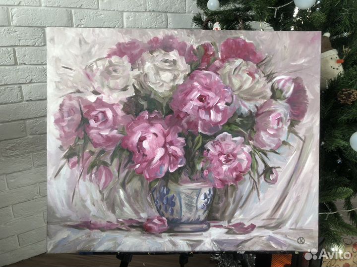 Картина маслом «Пионы»